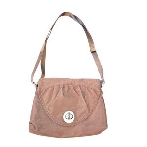 baggallini Brown Nylon Flap & Turn Lock Closed Crossbody Travel Bag 9"X7"X1.5"